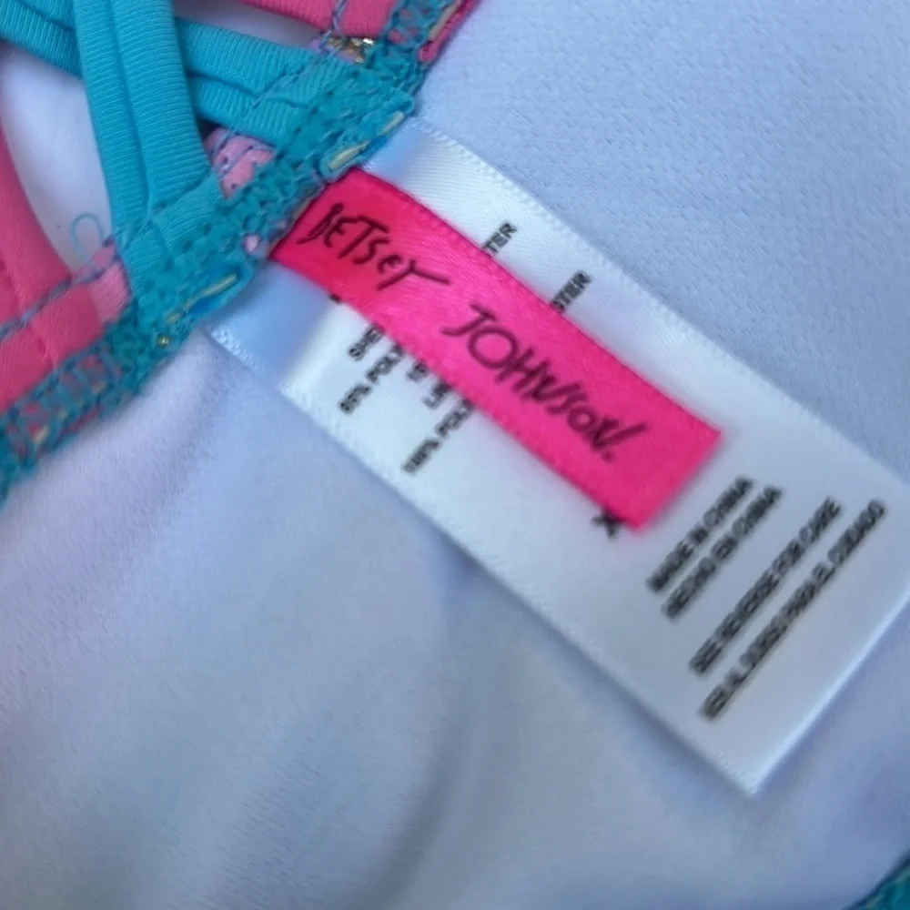 Betsey Johnson Gold Leme Mermaid Bikini Top Sequined Seashell GIRLS XL 14 NEW